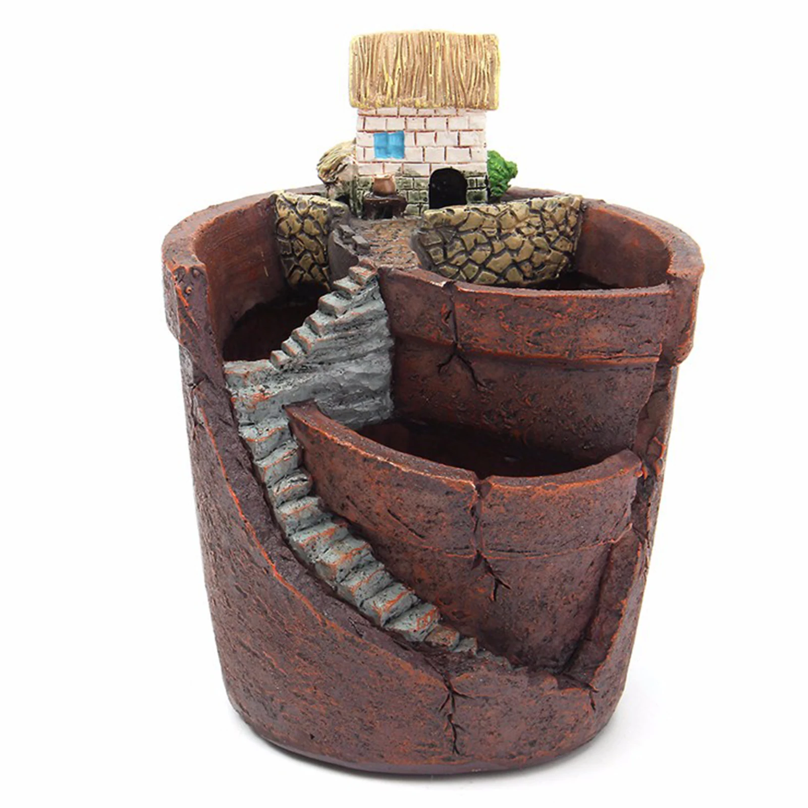 Succulent Plant Microlandschaft Flower Pot Hanging Garden Potted Fairy-tale World Plant House Resin Furnishing Decoration