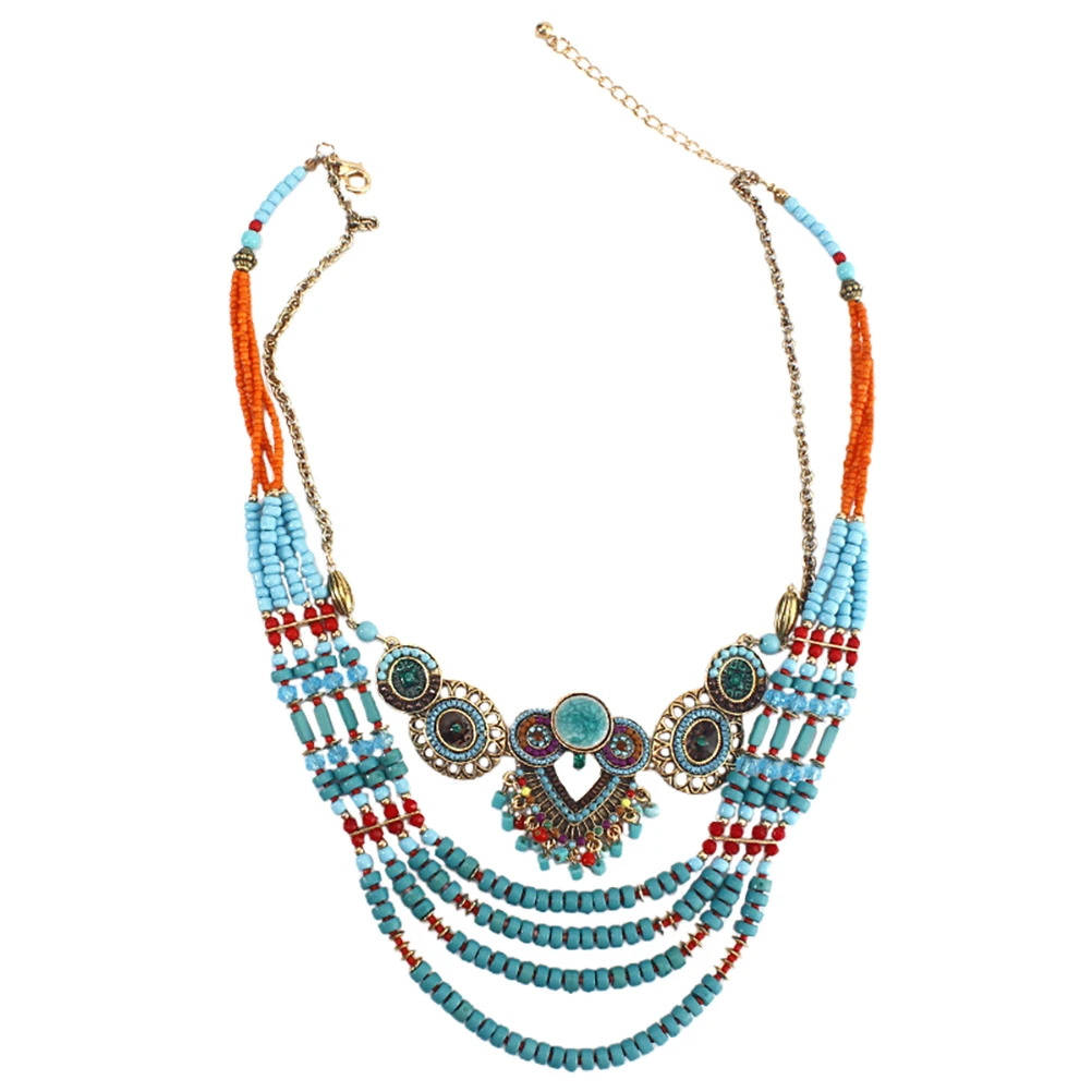 

Beaded Necklace Vintage Style Women Bohemian Necklaces Jewelry Girl Retro Bohemian Necklace Elegant Pendant Fashion Trend Party