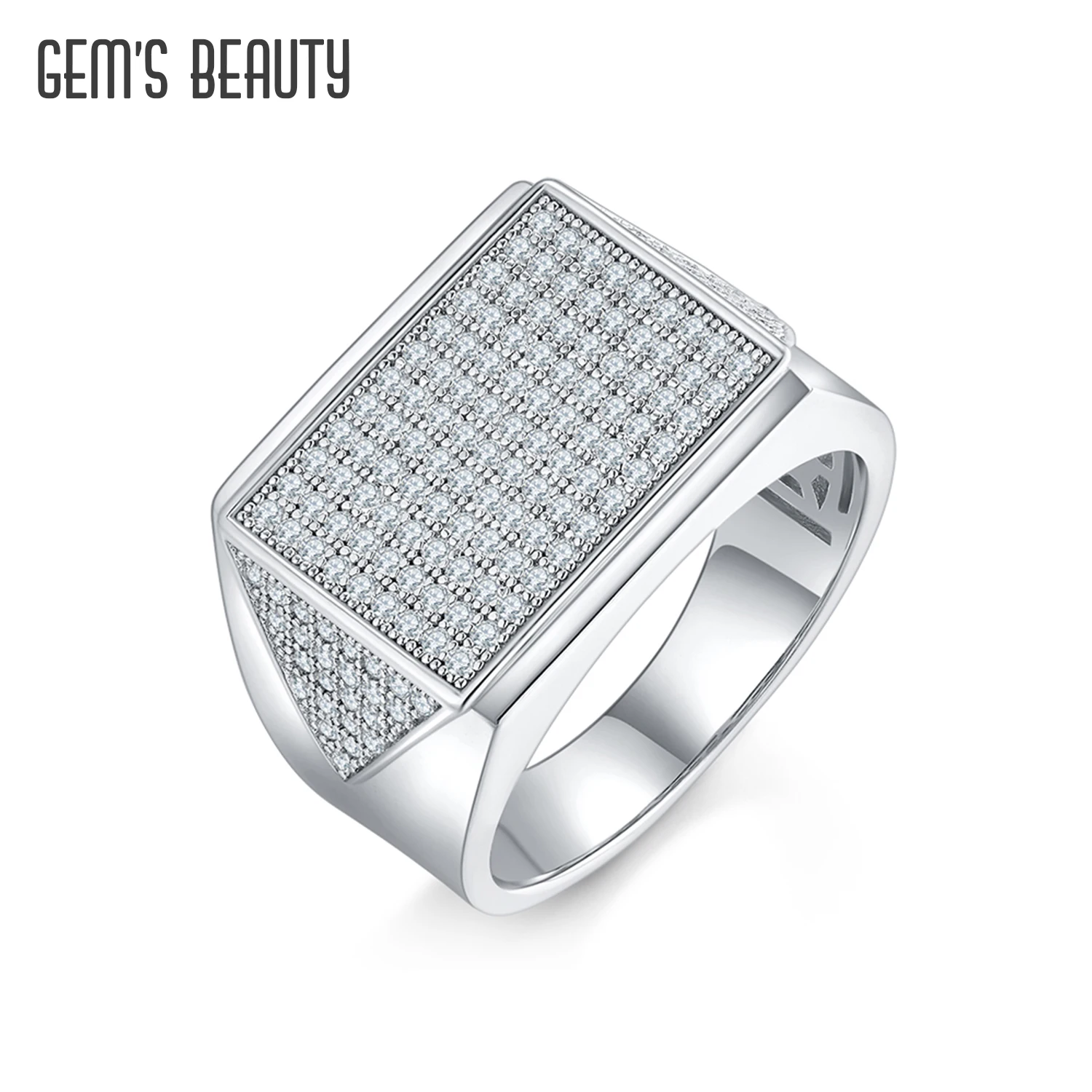 

Stylish 925 Silver Moissanite Men's Ring With Sparkling Gemstones Perfect Gift for Him on Special Occasions