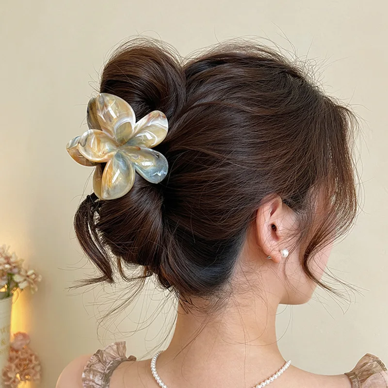 

Summer Acrylic Flower Hair Clip for Women Marble Texture Hair Claws Clips Trendy Girl Hairpin Korean Hair Accessories Headwear