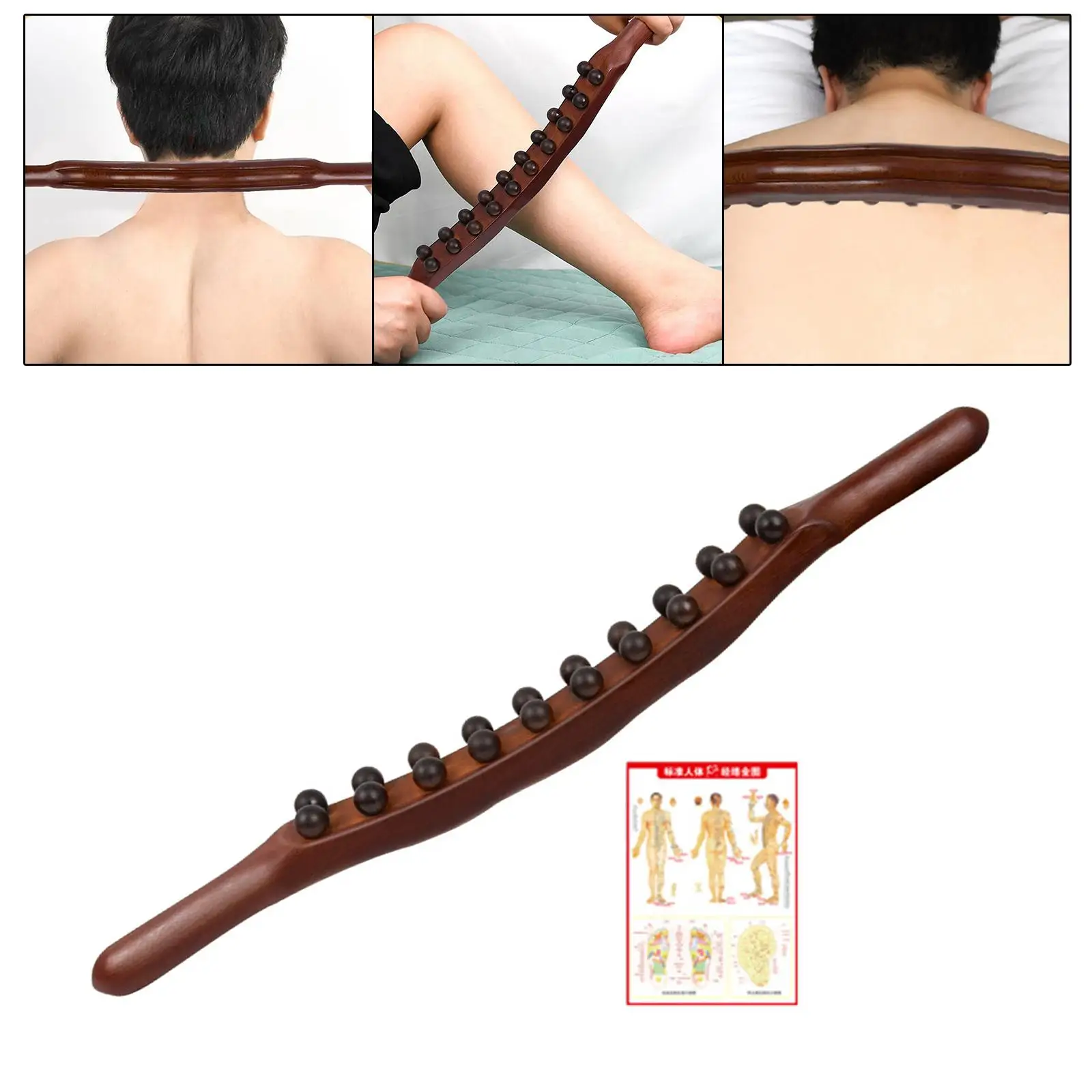 

Manual Handheld Wooden Massager Stick Guasha Scraping Stick for Abdomen SPA