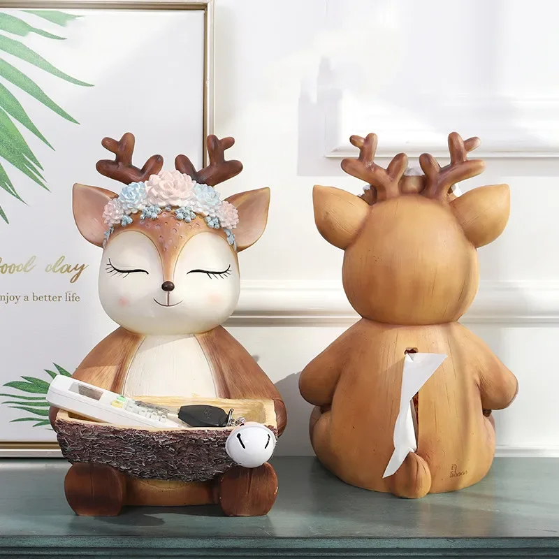 

Resin Animal Storage Ornaments Tissue Box Deer Dog Statuette Crafts Desktop DecorationsFurnishings Sculpture