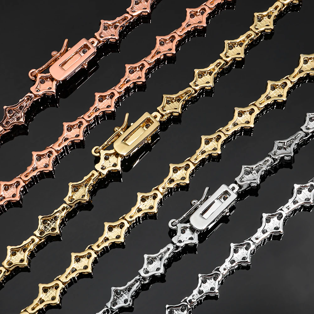 ESKEEM Iced Out Diamond Tennis Necklace Hip Hop Jewelry Rose Gold Plated Bling  CZ Tennis Chain for Women Men Gift view 4