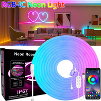 RGBIC Neon LED Strip Lights DC5V Neon Rope Light with Music Sync DIY Dreamcolor Chasing Flexible Strip for Home Decor Lighting