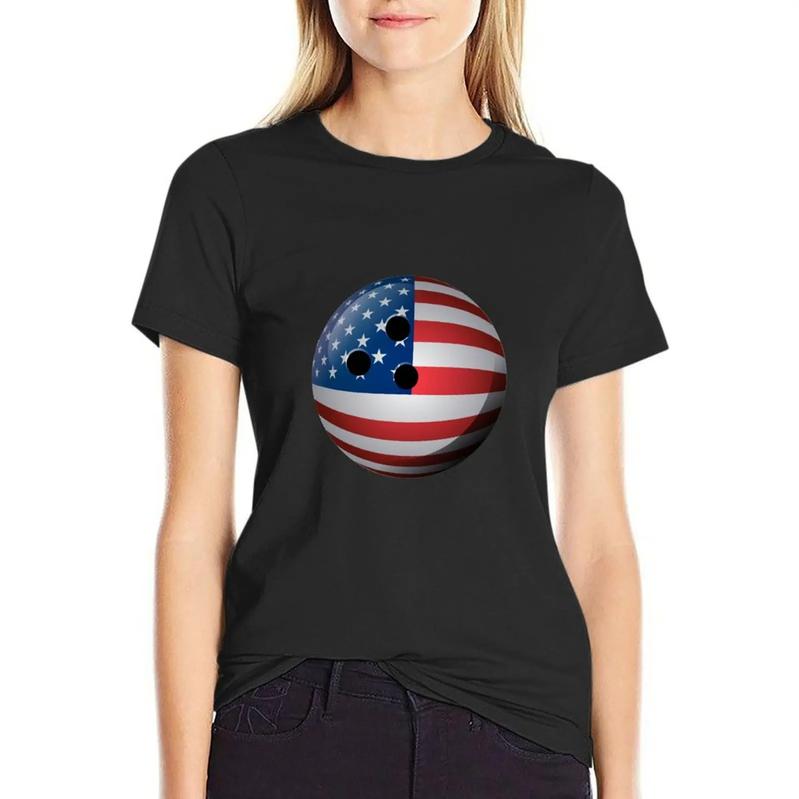 

American Flag Bowling USA | bowling shirt party gift team gift quote funny shirt player novelty gift T-Shirt customs Top Women