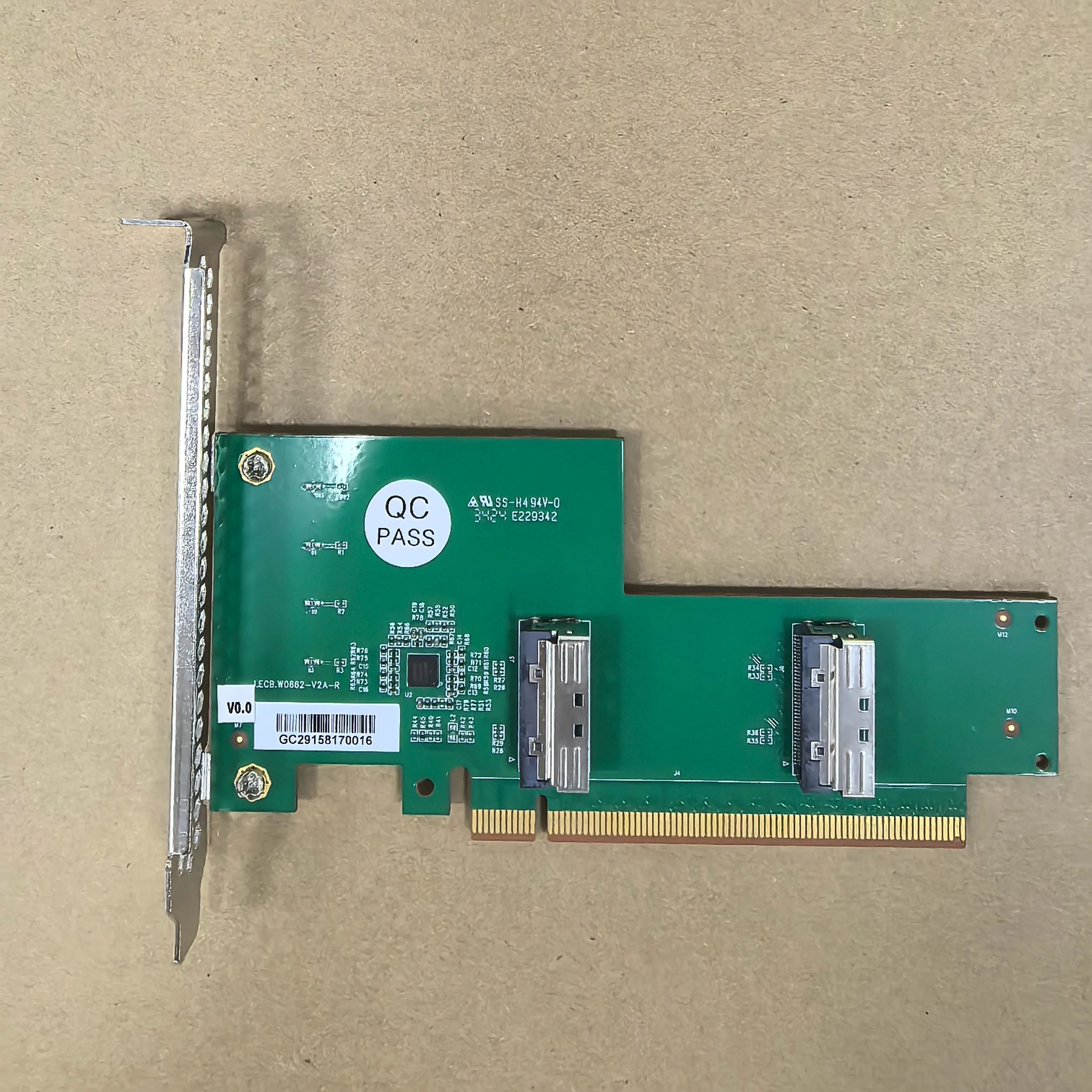 PCIe 4.0 5.0 16x для SlimSAS MCIO Split Card SFF-8654 Базовая пластина с одним слотом для графического процессора, внешний кабель-адаптер расширения