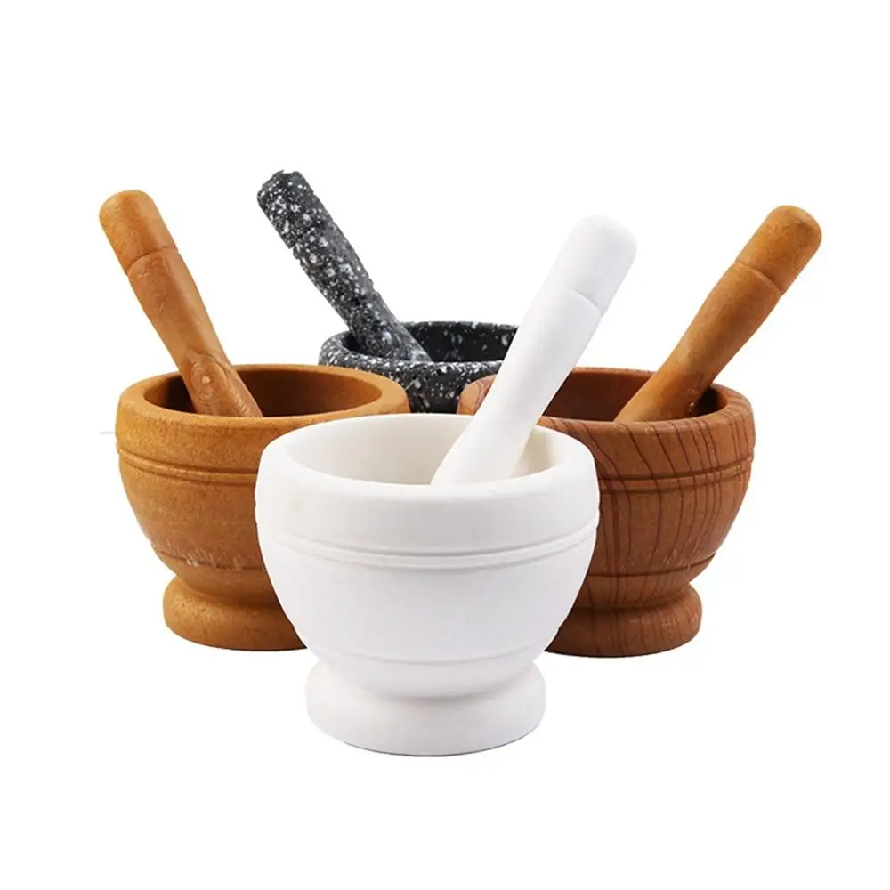 Household Grinder Pressing Garlic Mashed Garlic Mashing Pot Manual Mashing Medicine Pot Jujube Wood Pounding Garlic Stone Mortar