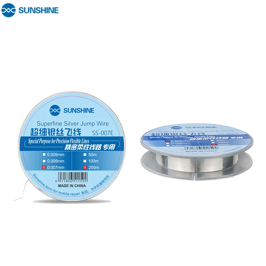 SUNSHINE 0.007mm bardzo cienki srebrny drut precyzyjny elastyczny dedykowany skok Fly Line do naprawy płytki drukowanej PCB płyty głównej