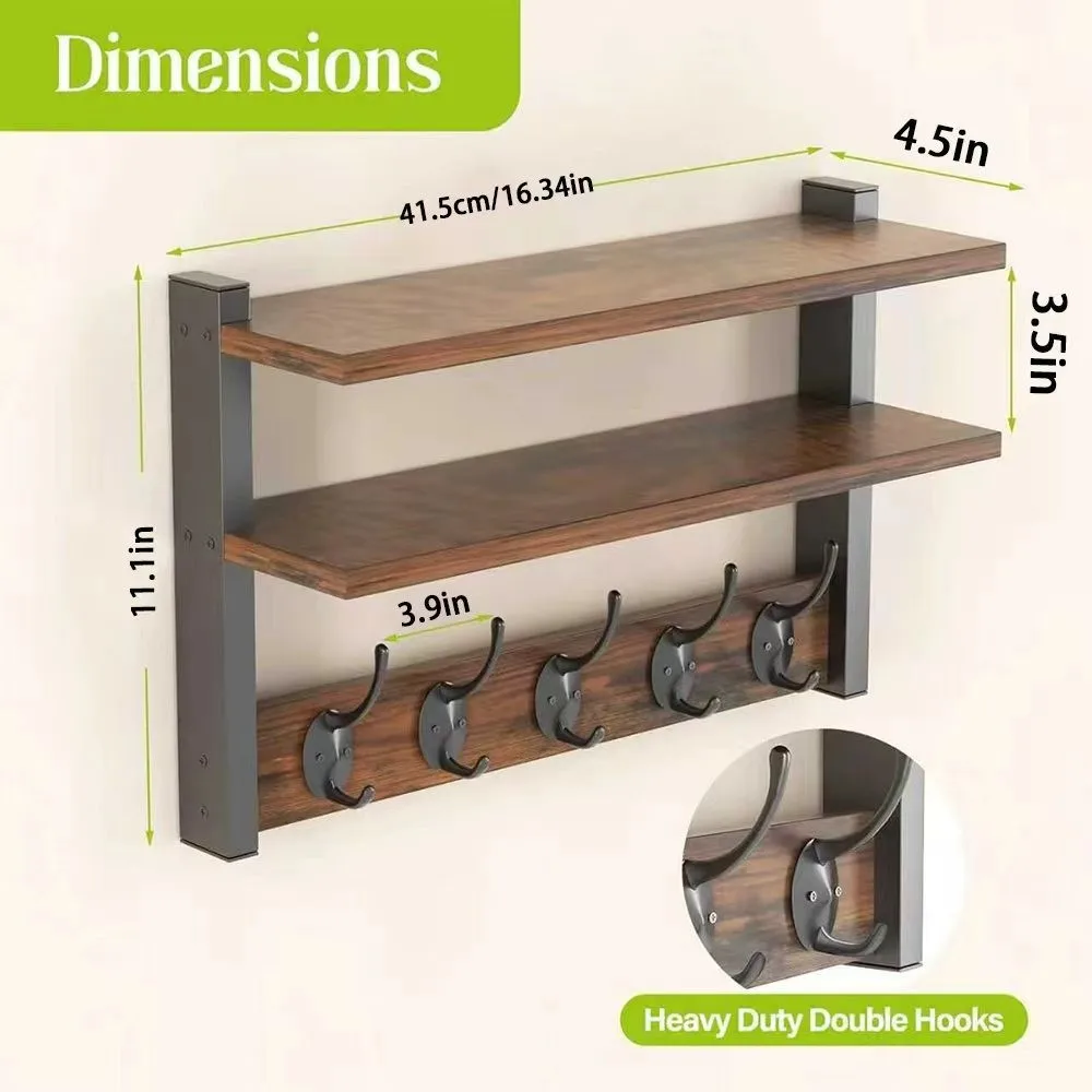 

DSA Wooden Wall-mounted Shelf Living Room Decorative Ornament Rack Entrance Key Hanger Solid Wood Bathroom Bedroom Storage Rack