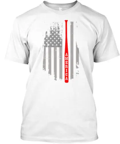 American Flag Softball Baseball T-Shirt Made in the USA Size S to 5XL