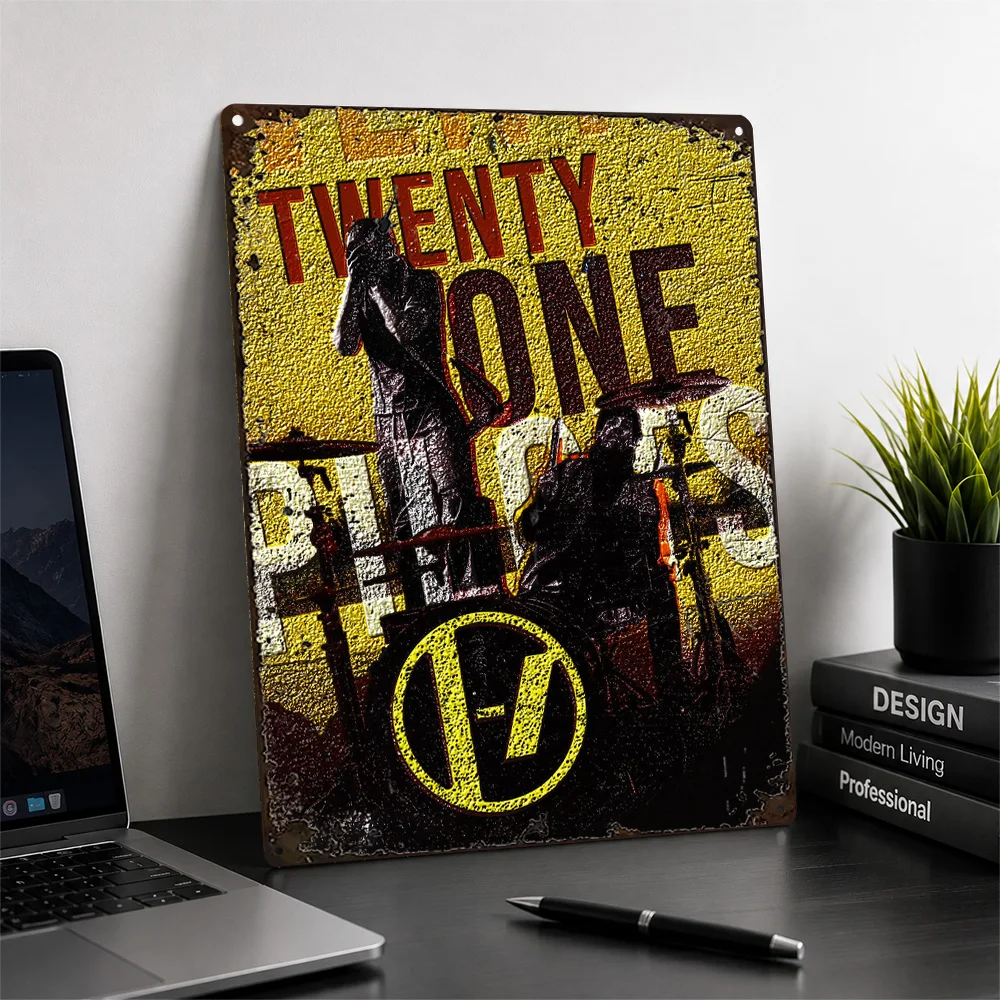 Twenty One Pilots Lettering Printed Poster Typography Wall Art For Bedroom Customized Aluminum Metal Sign Music Fan Gift Idea