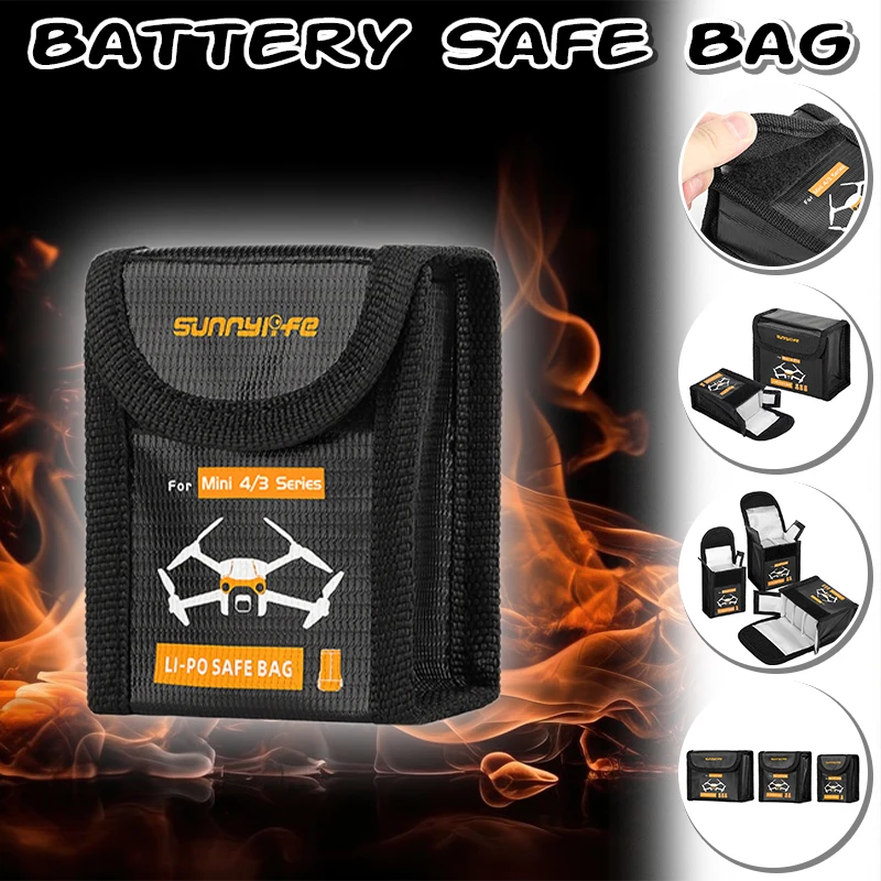 Flight Lipo Battery Safe Bag For Mini 4/3 Pro Protective Case Transport Lithium Battery Safety Storage Bag Explosion-proof Bag