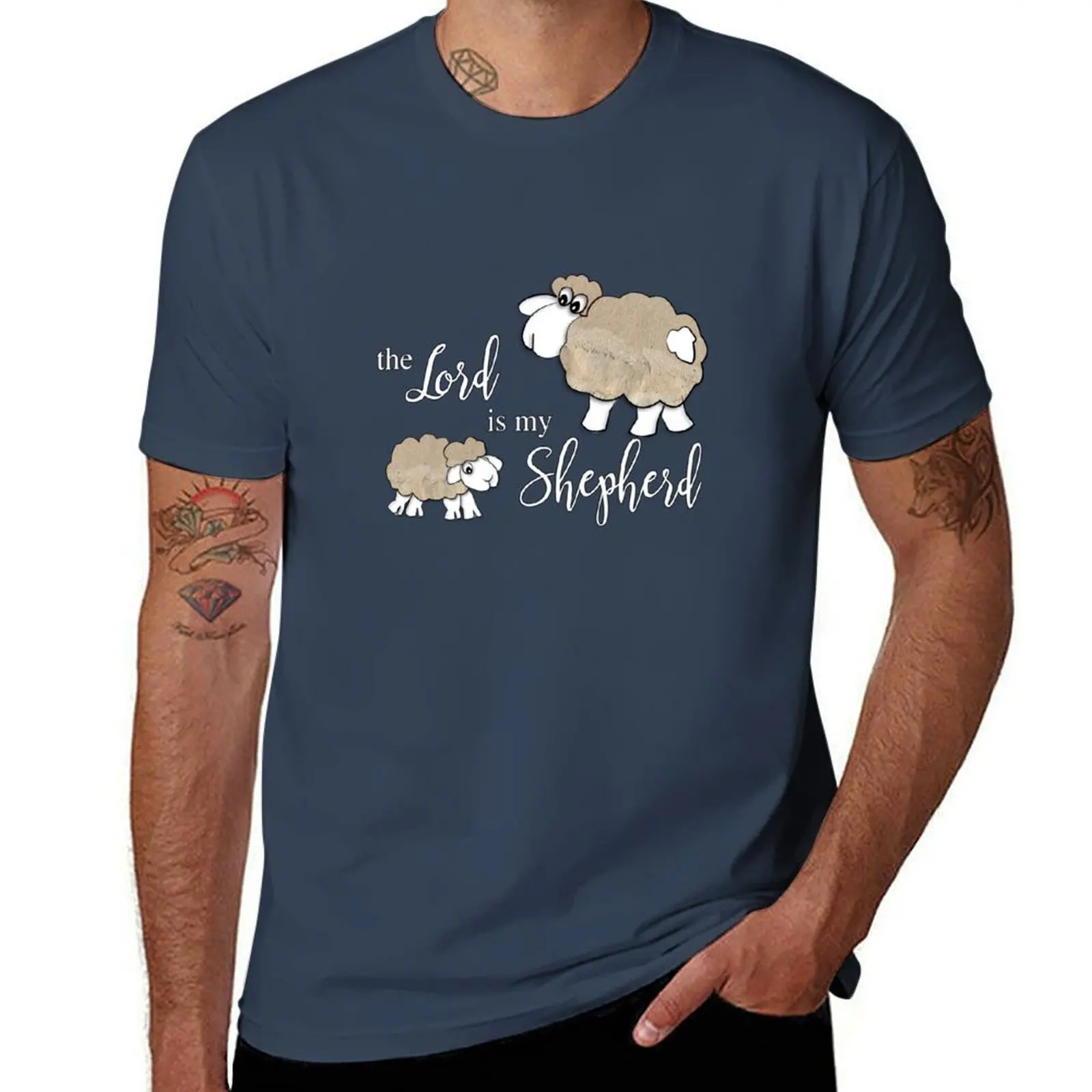 

Christian Design - The Lord is My Shepherd - Psalm 23 T-Shirt t shirts for man cotton funny g man t shirts for men T-Shirt