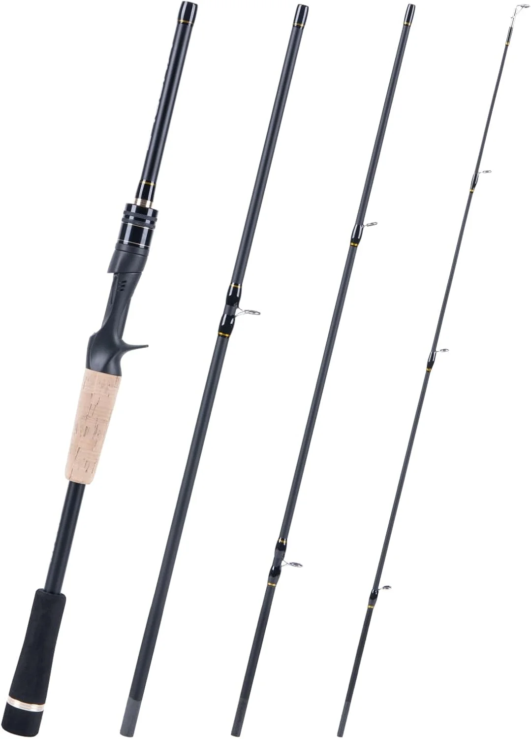 Goture Ultra-Light Fishing Rod ML Carbon Fiber Four-Section Travel Spinning Casting Fishing Rod EVA Handle, ABS Reel Seat Tackle