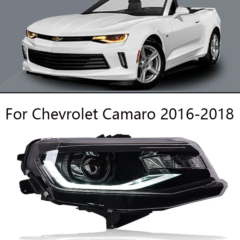 

Автомобильные светодиодные фары для Chevrolet Camaro, светодиодные фары 2016-2020, фары Camaro DRL, указатель поворота, дальний свет, проектор «ангельские глазки»