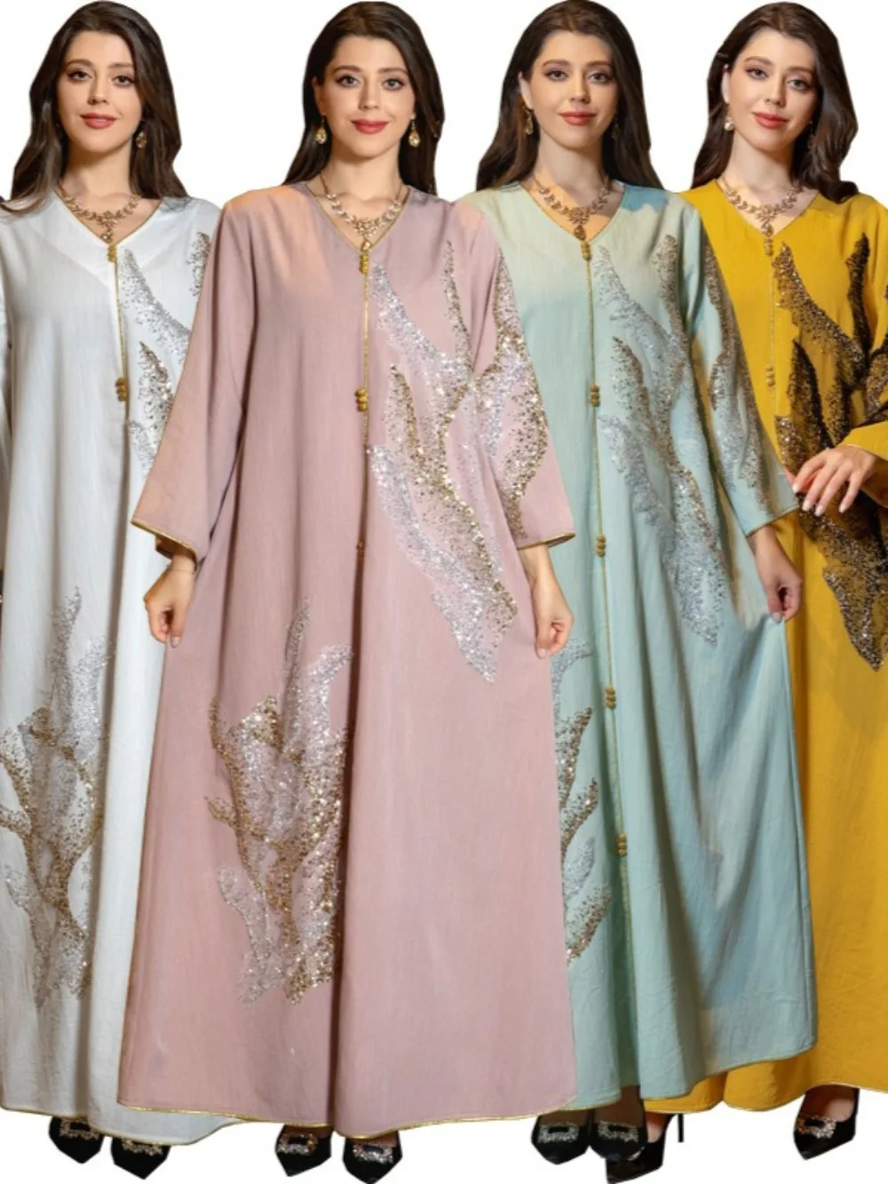 

Eid Women Party Dress Muslim Abaya Ramadan Long Dresses Dubai Sequins Vestidos Largos Caftan Jalabiya Kaftan Arab Long Robe 2025