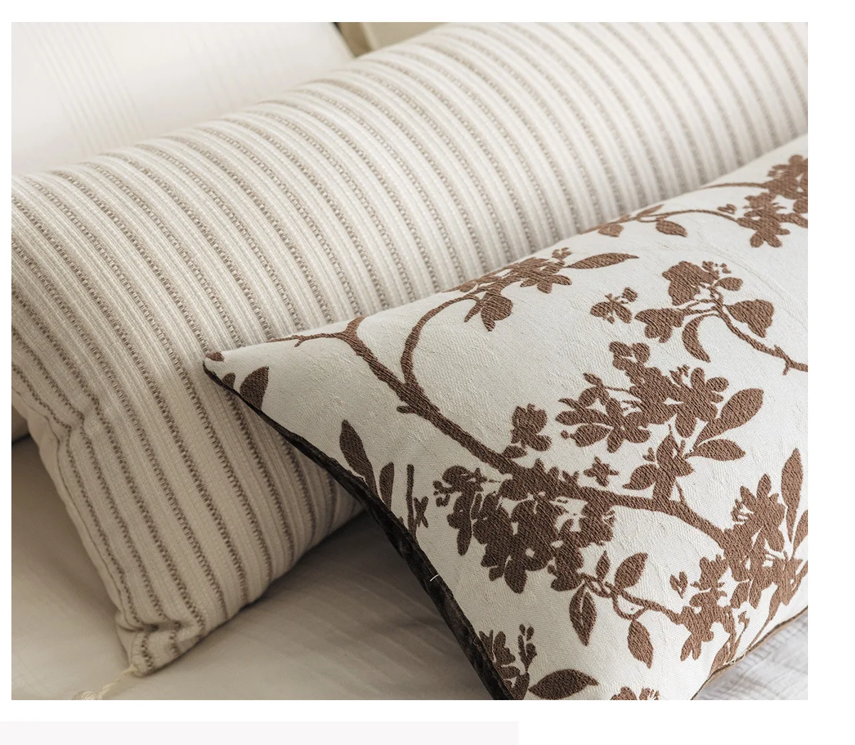 35x90cm simple rectangle long waist pillowcase brown plants pattern striped back cushion cover lumbar backrest pillow cover