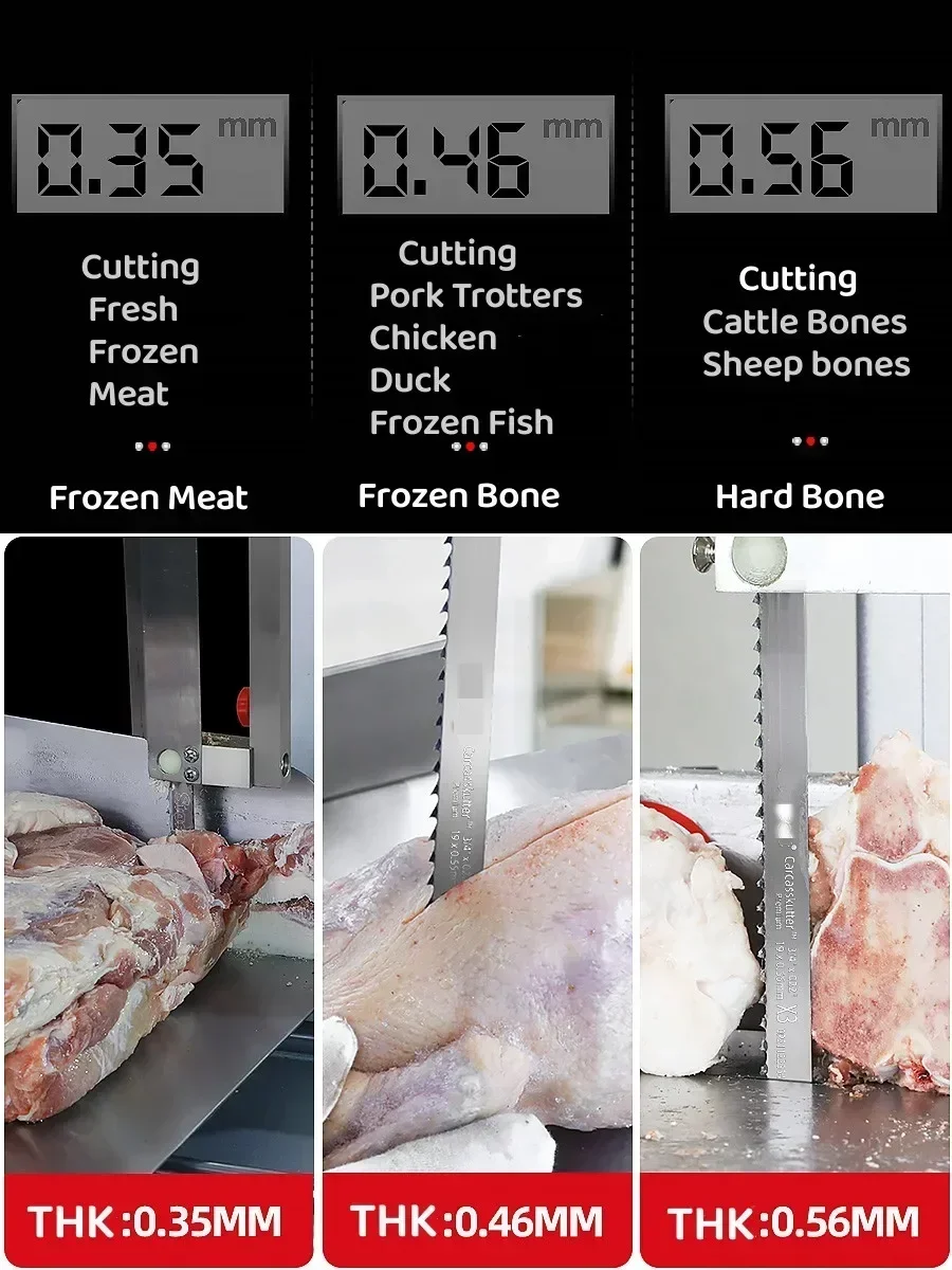 Dekoly Band Saw Blade Bone Machine Band Saw Blade Bones Cutting Frozen Meat Fresh Chicken Cut Meat Slices 16*0.35*2000mm 4TPI