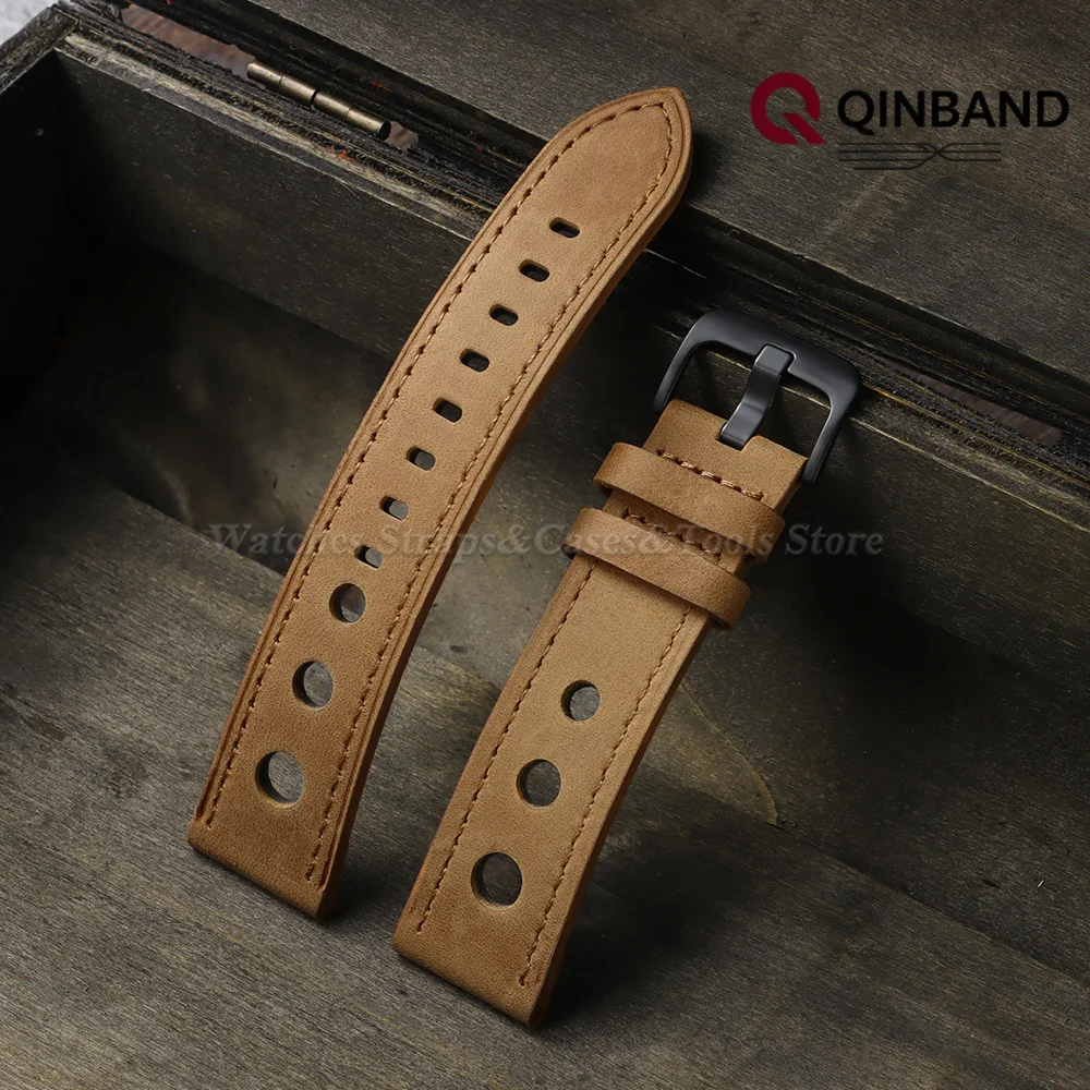 Vintage Atmungsaktives Leder-Uhrenarmband 18mm 20mm 22mm 24mm Weiche Uhrenarmbänder für Smartwatch Herren Damen Uhrenarmband Zubehör