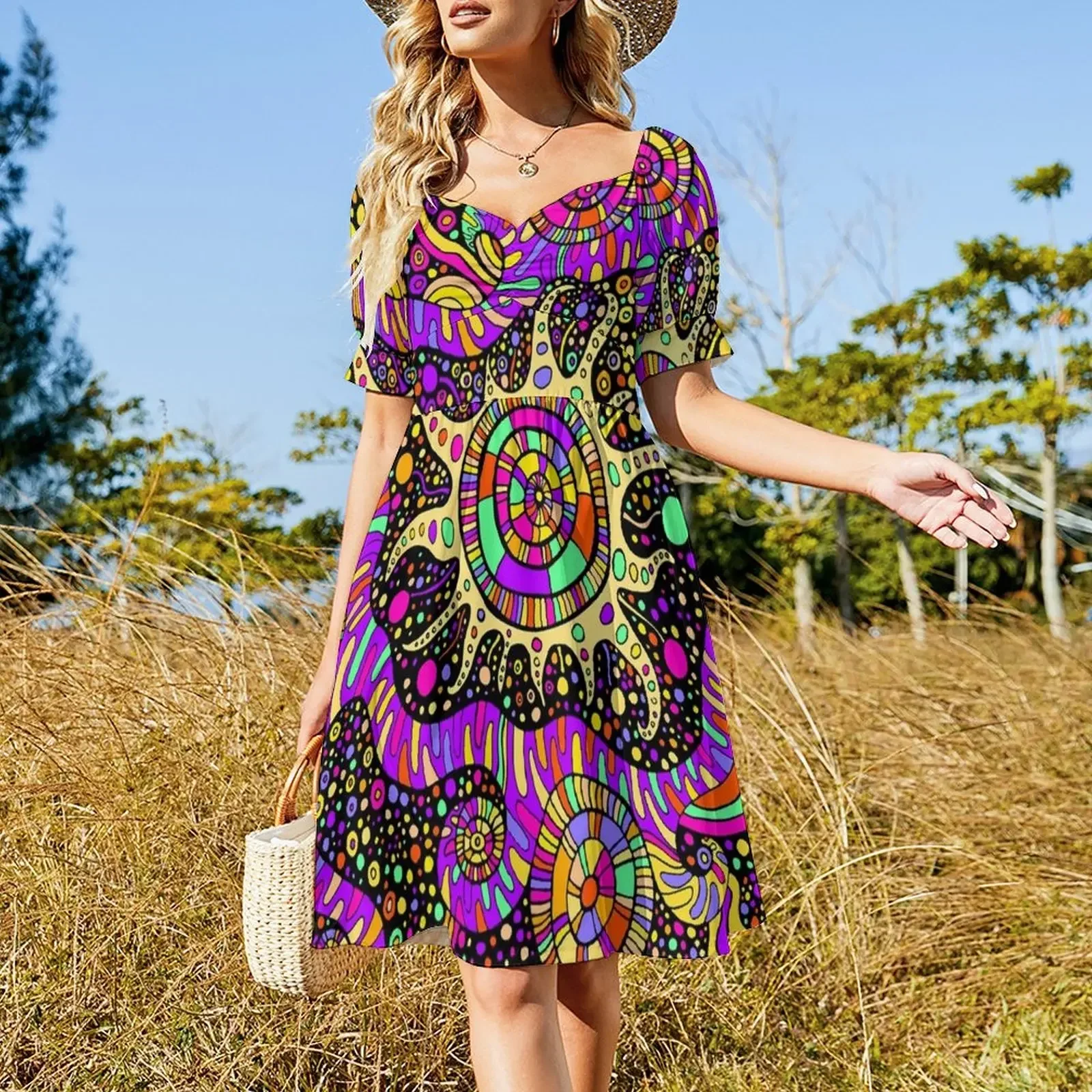 Trippy UV Rave Tentacles Black Light Trip Sleeveless Dress dress women summer Woman fashion clothes Dress