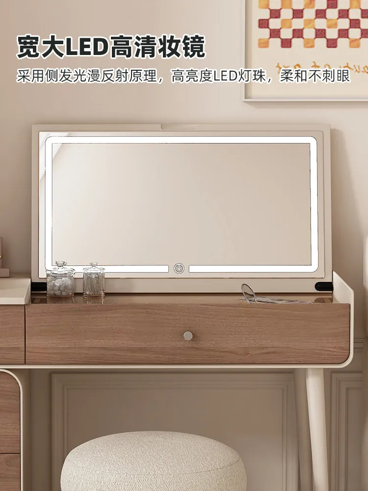 Cream wind bay window half dresser half with long and short legs desk small apartment bedside flip makeup table computer table