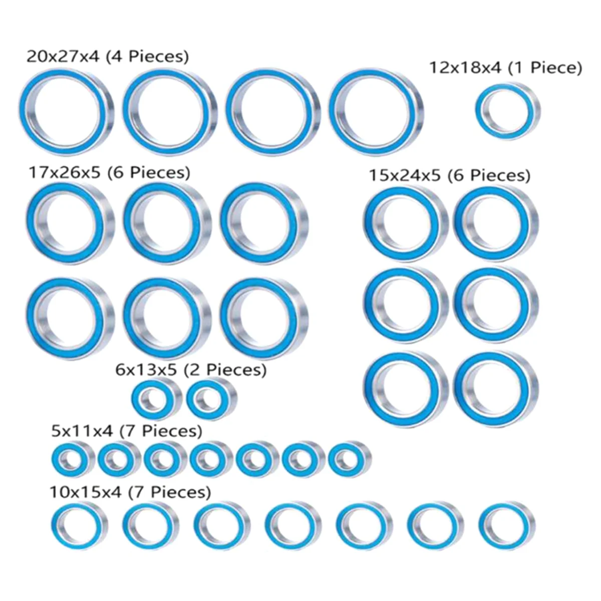 AM-33PCS Rubber Sealed Ball Bearing Kit for 1/5 X- RC Car Upgrades Parts Accessories