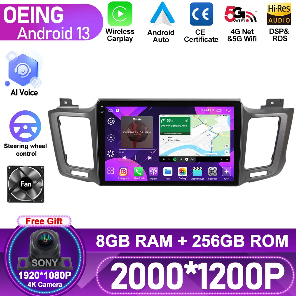 

2K Android For Toyota RAV4 4 XA40 5 XA50 2012 - 2018 Car Radio Multimedia Video Player Navigation Stereo GPS No 2din 2 din dv TV