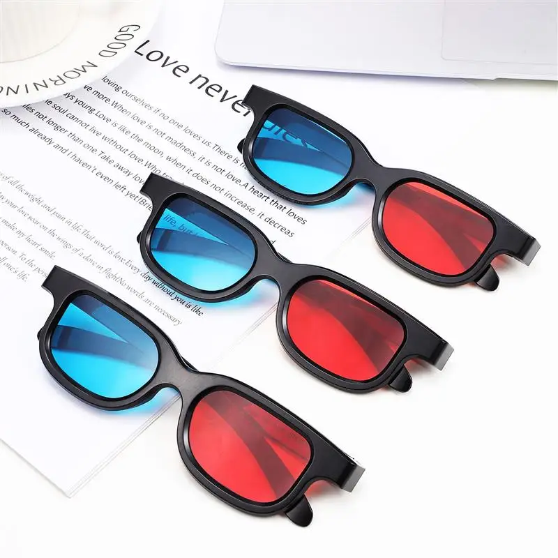 10 Pcs Practical Viewing Glasses Red-Blue Lens 3D Glasses Compatible With Ordinary Computer Monitors TVs Theater Screens