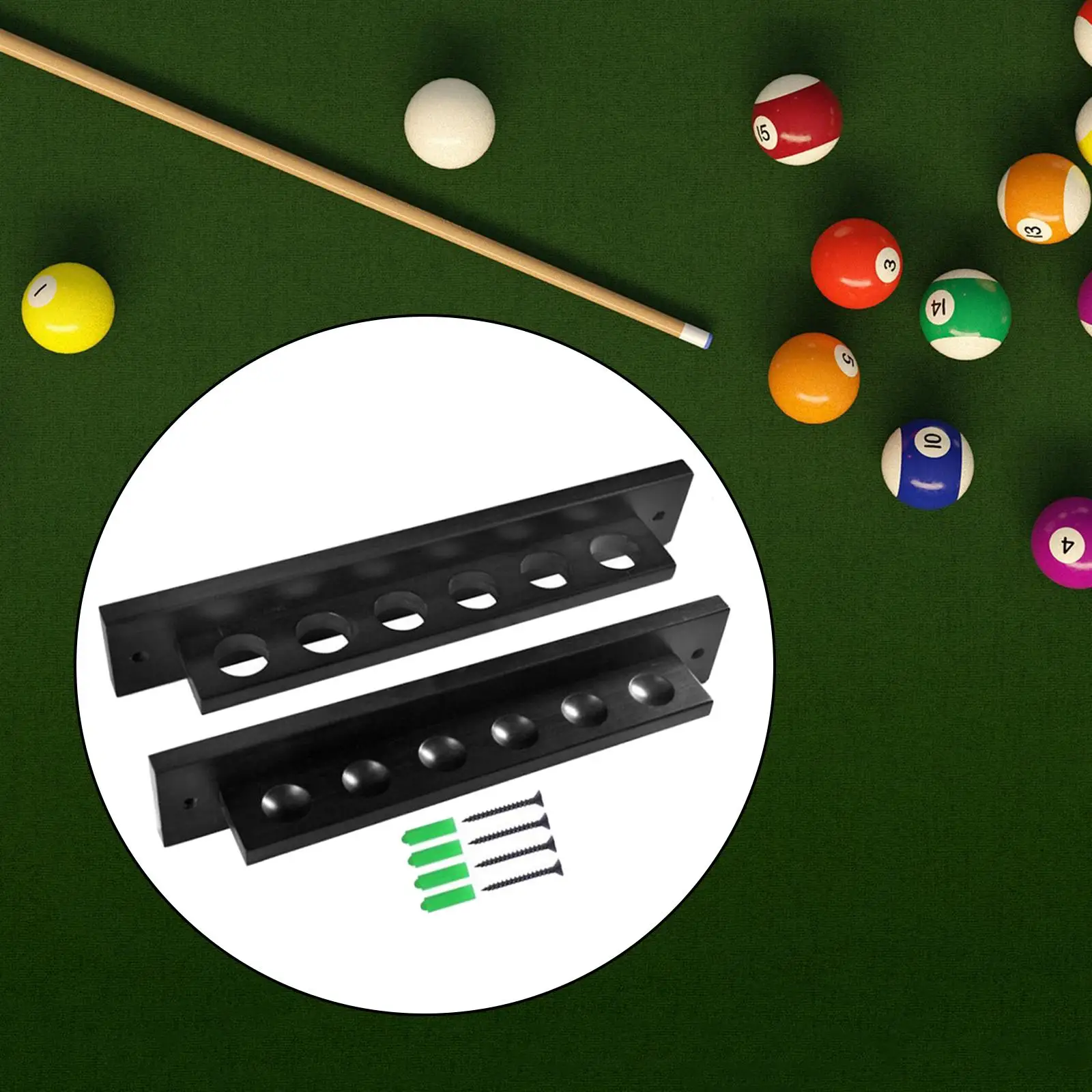 

Wall Mount 6 Slot Billiards Snooker Stick Rack Pool Cue Holder Stand, Billiard Pool Table Accessories