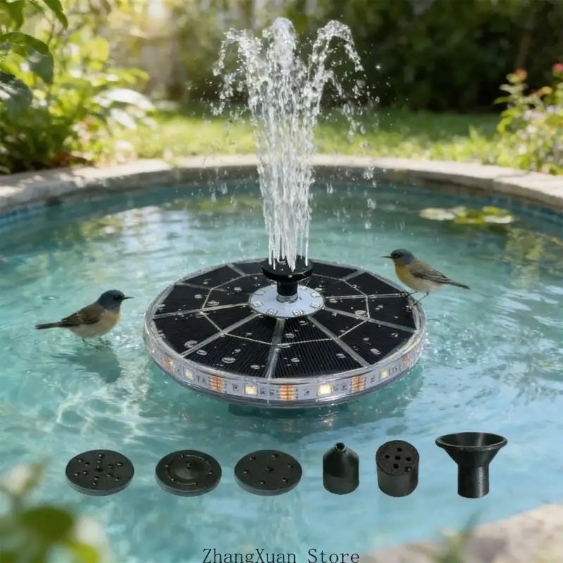 DIY-Solarwasserpumpen für Garten, Teich, Pool, solarbetriebene Springbrunnenpumpen mit 6 Düsen, Gartendekoration, 3 x – Detail 5