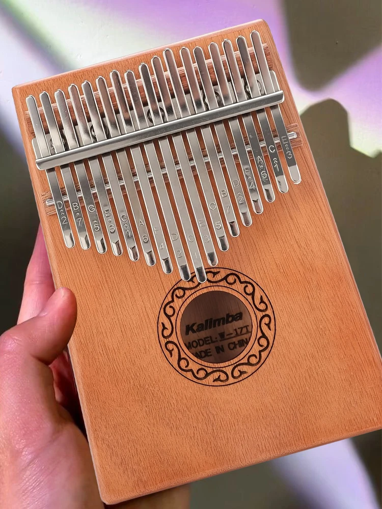 1pc Kalimba 17 Keys Thumb Piano with Collect bag, Tune Hammer and Study Instruction, Portable Mbira Sanza Finger Piano