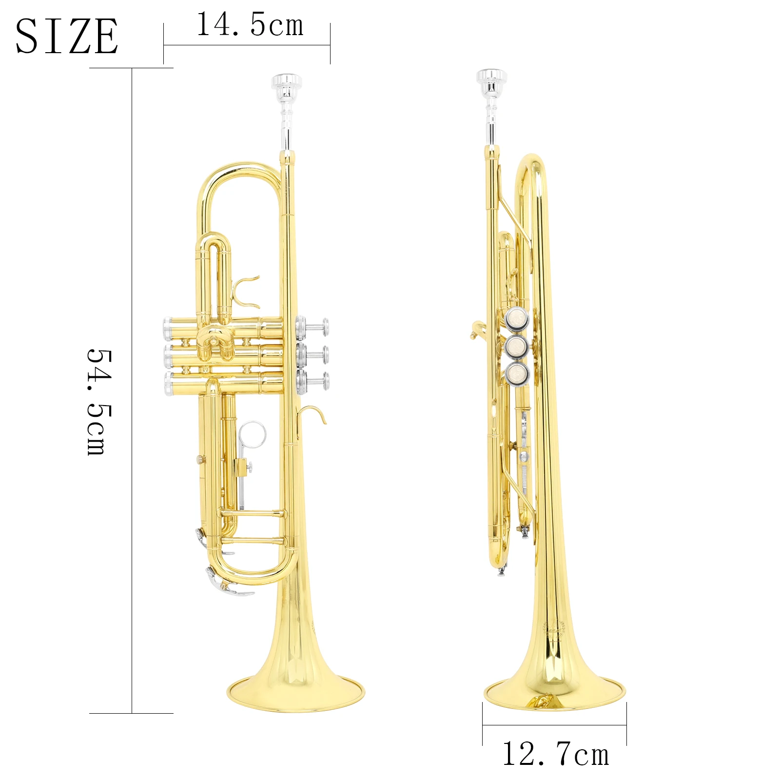 M MBAT Bb Brass Trumpet Standard Trumpet Set Professional Brass Instrument High-Quality Trumpet with Case Mouthpiece Gloves