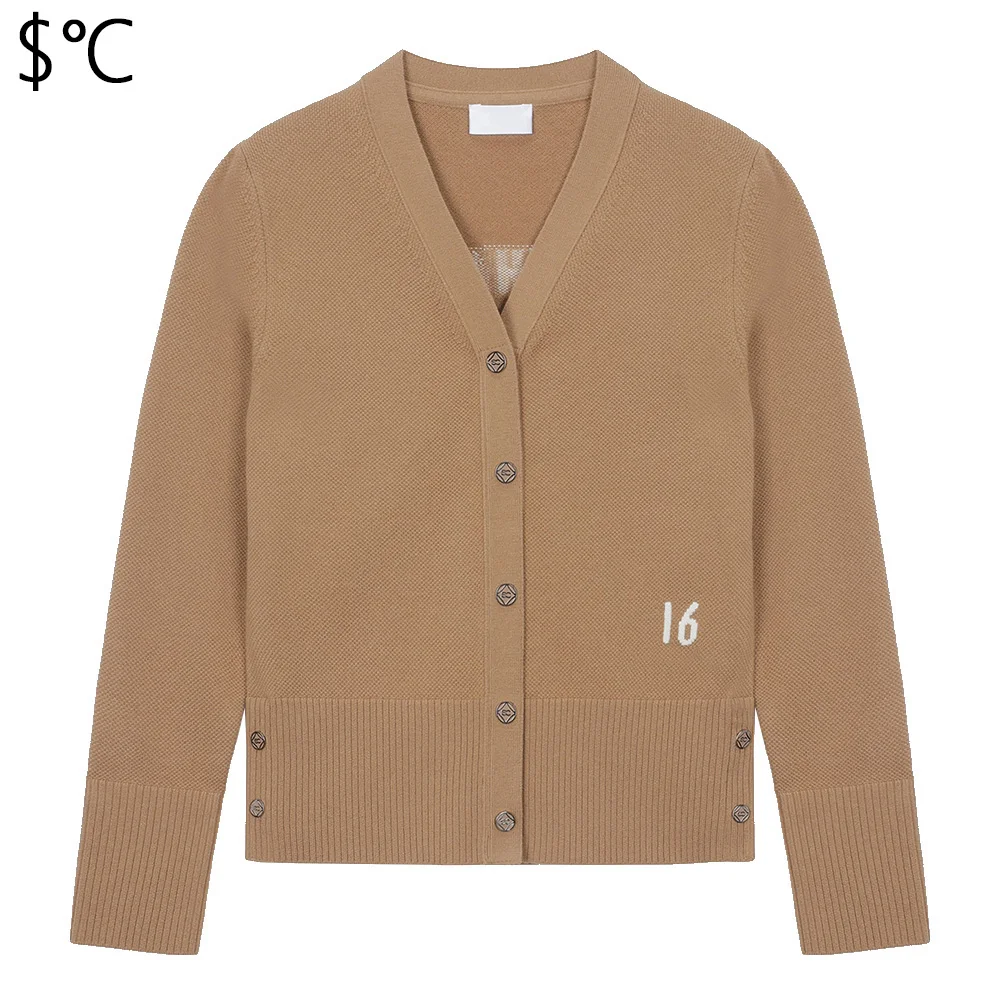 Sporty Ladies’ Knitted Cardigan Luxurious V-neck Classic and Trendy Golf Jacket Simple and Versatile New Style