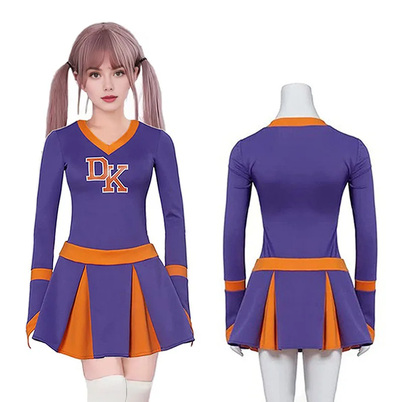 

Megan Fox Jennifer’s Body Cheerleader Costume Jennifer Check Purple Cheerleading Uniform High School Girls Competition Skirt Set