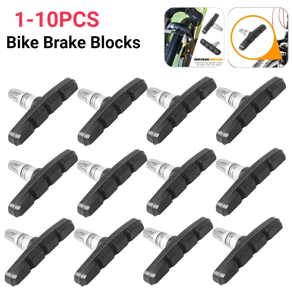 

1-10PCS Bike Brake Blocks Cycling Bike V Brake Holder Pads Shoes Blocks Rubber Friction Rim Brake MTB Road Bike Brake Pad