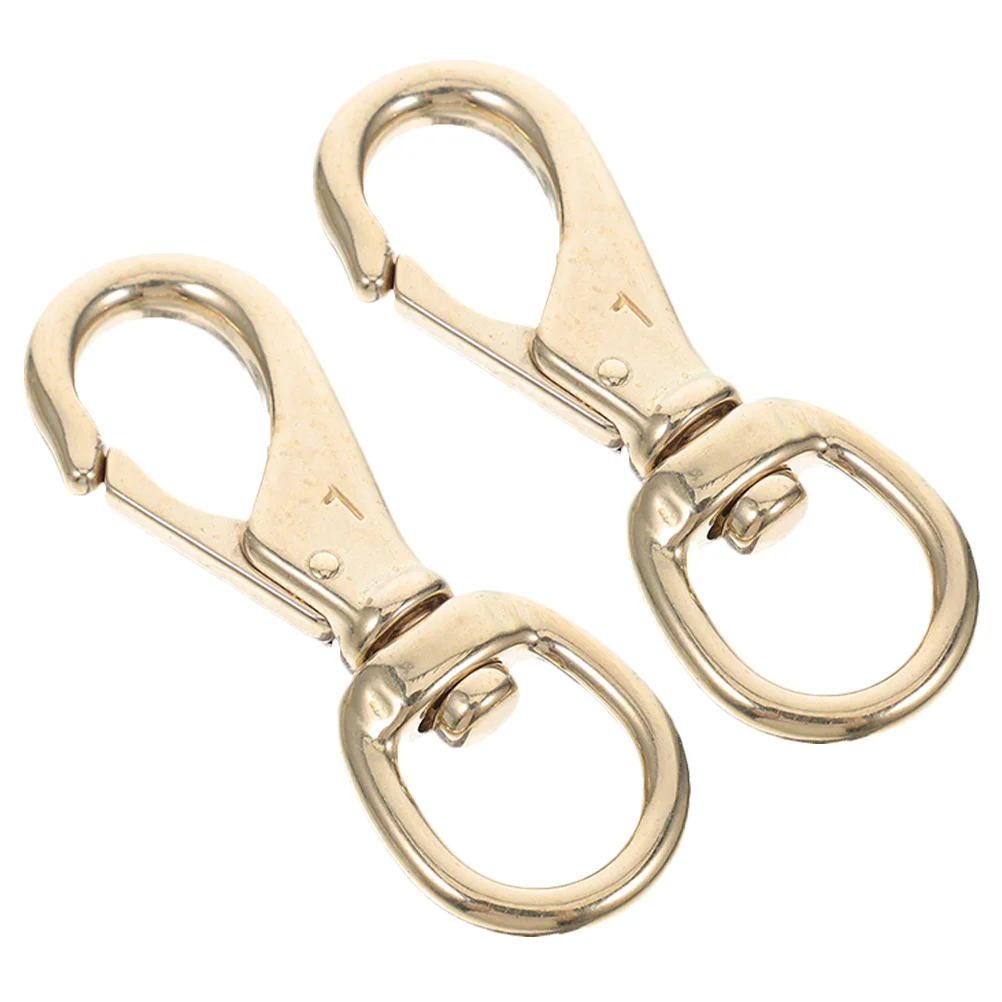 

2 Pcs Hooks Brass Universal Buckle Lanyard Clips Keychain Rings Keychains Trigger Snap Lobster Clasp Hardware Metal Golden