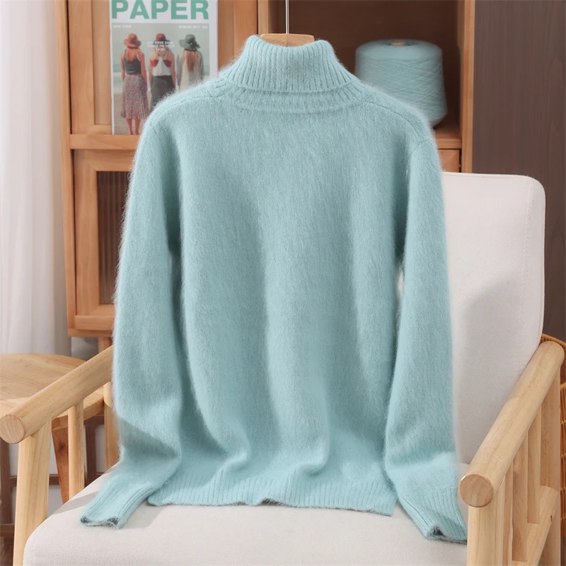 2025Newฤดูใบไม้ร่วงฤดูหนาวผู้หญิงMink Cashmereเสื้อกันหนาวเต่าคอPullover Basicสบายๆด้านล่างอบอุ่นเสื้อผ้า 100% Mink Cashmere