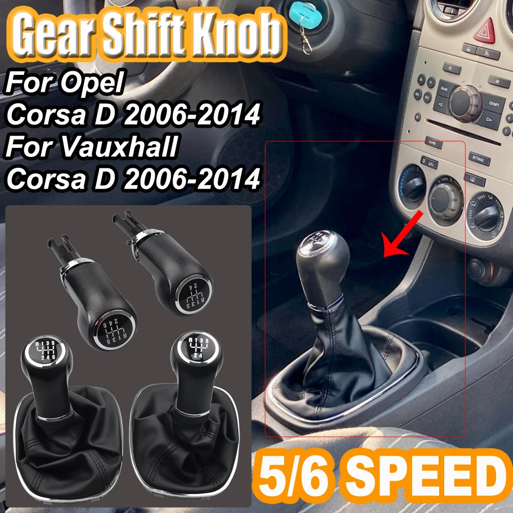 Pomo De Cambio Personalizado Para Opel Corsa D (2006-2015) Y Adam (2012-2019) – Diseño 5 Velocidades En Negro Y Plateado, Fácil De Instalar