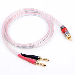 HIFI OFC RCA To 2 Dual Banana/Pin Banana Needle Plug Stereo Speaker Audio Cable For Amplifier M50WM60 Speaker 0.5m 1m 1.5m 2m 3m