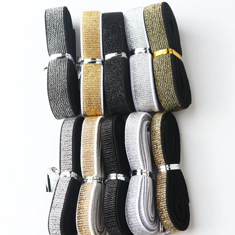 1m/10-40mm Gold Thread and Silver Thread Flat Elastic Band Sewing Nylon Rubber Band Diy Clothing Belt Jewelry Sewing Accessories