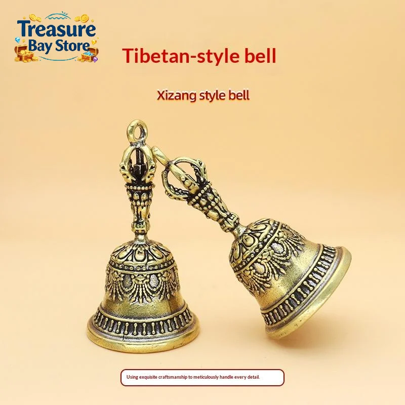 Vintage Solid Brass Bell With Intricate Carved Details And Crisp Sound Perfect For Meditation Home Altar Spiritual Practices