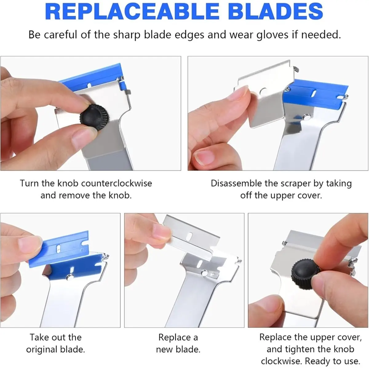 NEW Blade Scraper Tool with 10 Pcs Extra Replacement Metal and 10 Pcs Plastic Blades, for Cleaning Cooktop,Paint