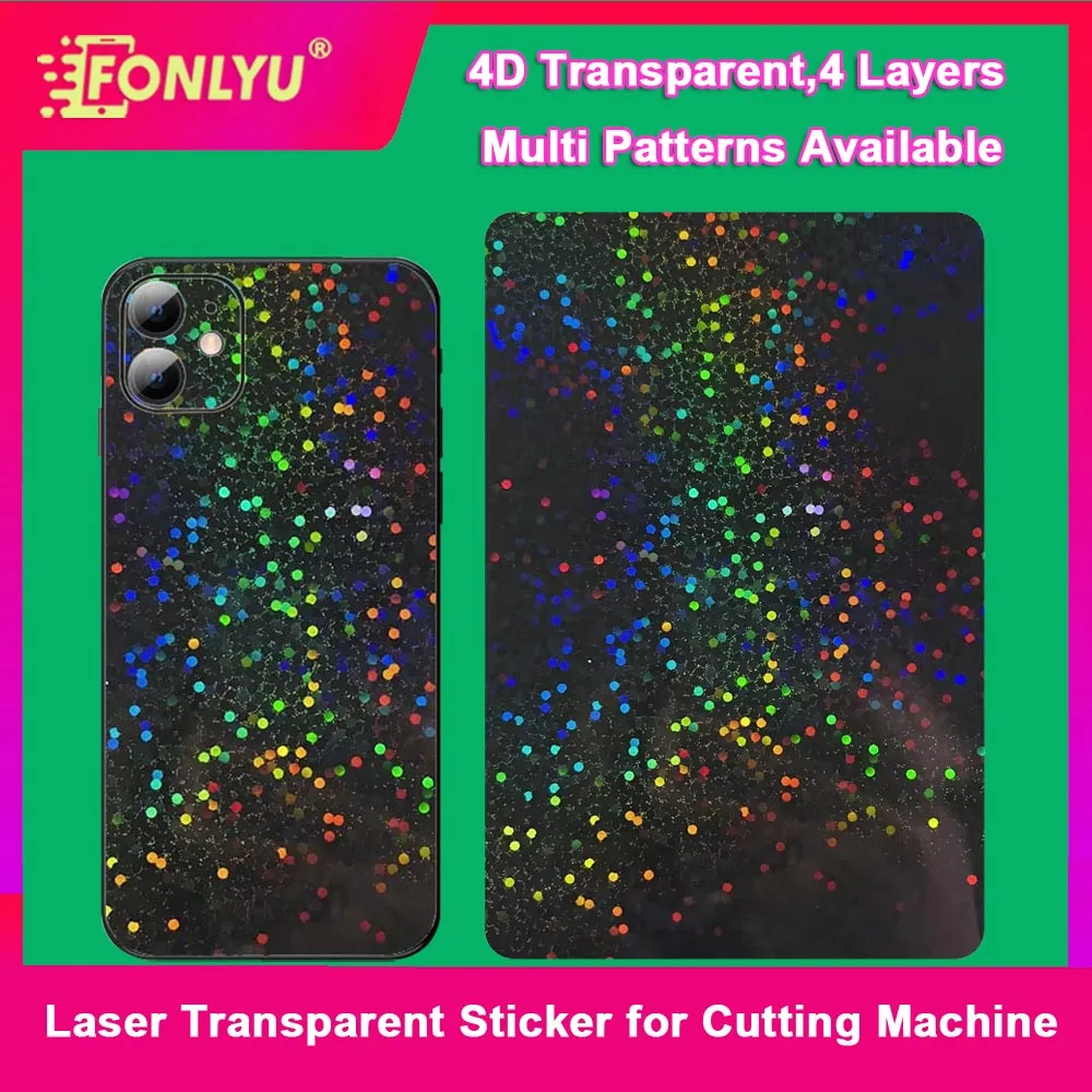 

FONLYU блестящая прозрачная лазерная наклейка на заднюю панель мобильная задняя крышка стеклянная защитная пленка для гидрогелевой резки плоттер