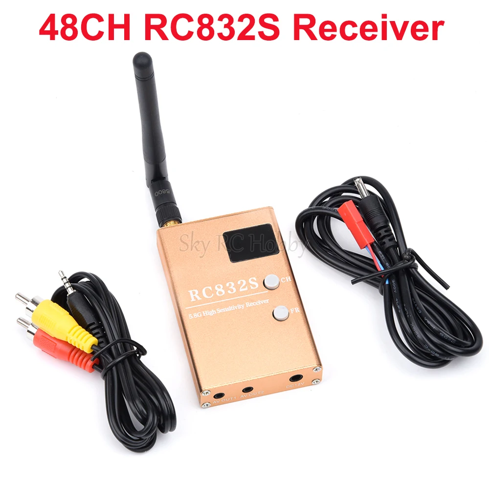 FPV RC832 RC832S Receiver RX 5.8G 48CH 600mw Aerial Photography 5.8GHz AV Receiver System With A/V and Power Cables