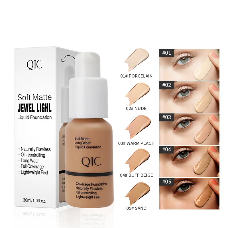Base líquida corretivo facial naturalmente impecável fosco controle de óleo à prova d'água base de longa duração 30ml 5 cores opcionais