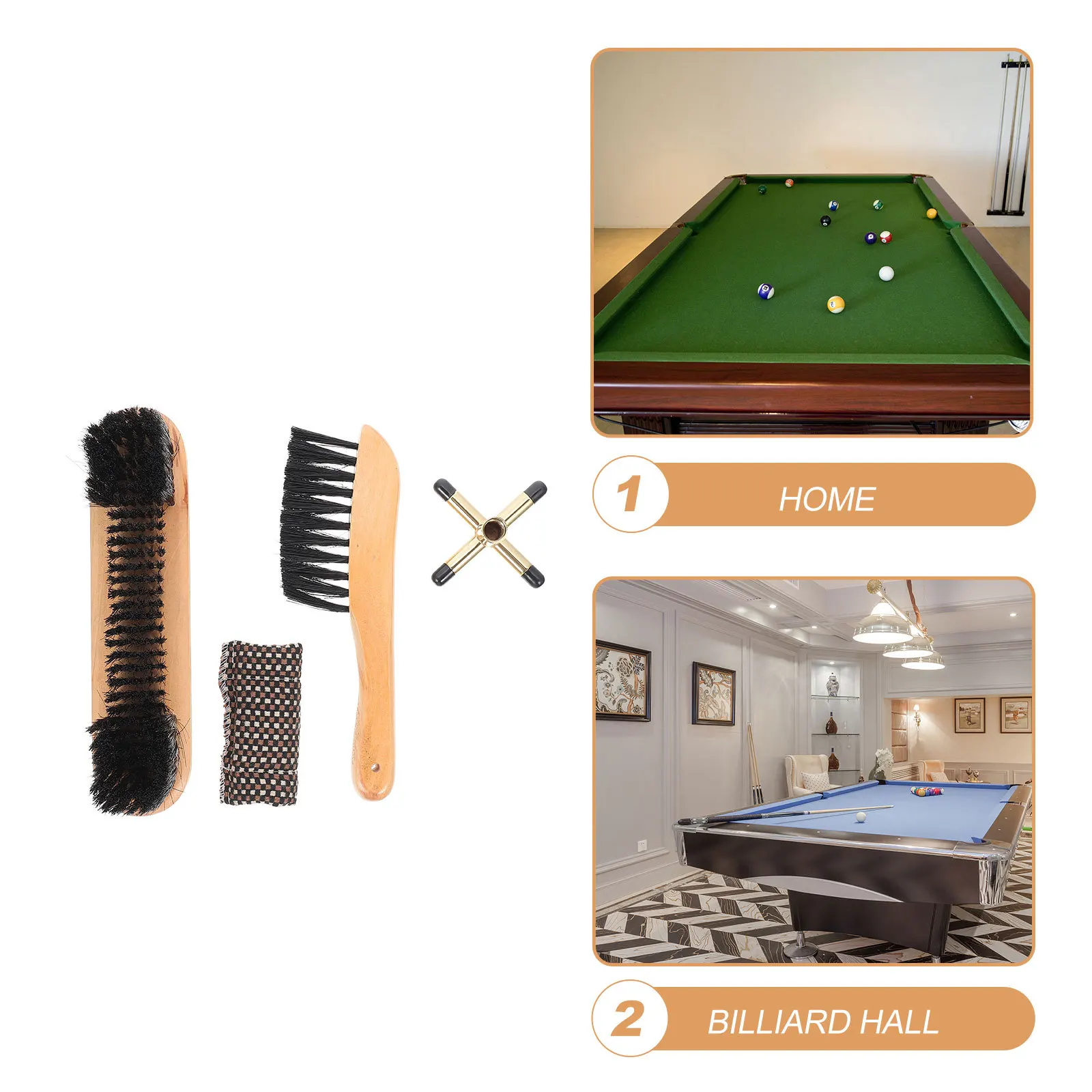 

1Set Billiard Table Cleaning Set Long Bristle Hair Thorough Clean Two Types Brushes Stable Metal Cue Holder Pool Accessories