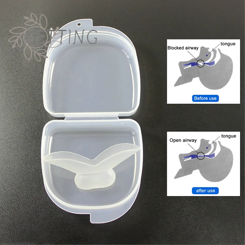 Hot 1pc Anti Snoring Mouthpiece Device Tongue Medical Silicone Sleep Guard Tongue Retain Breathing Aid Snore Apnea