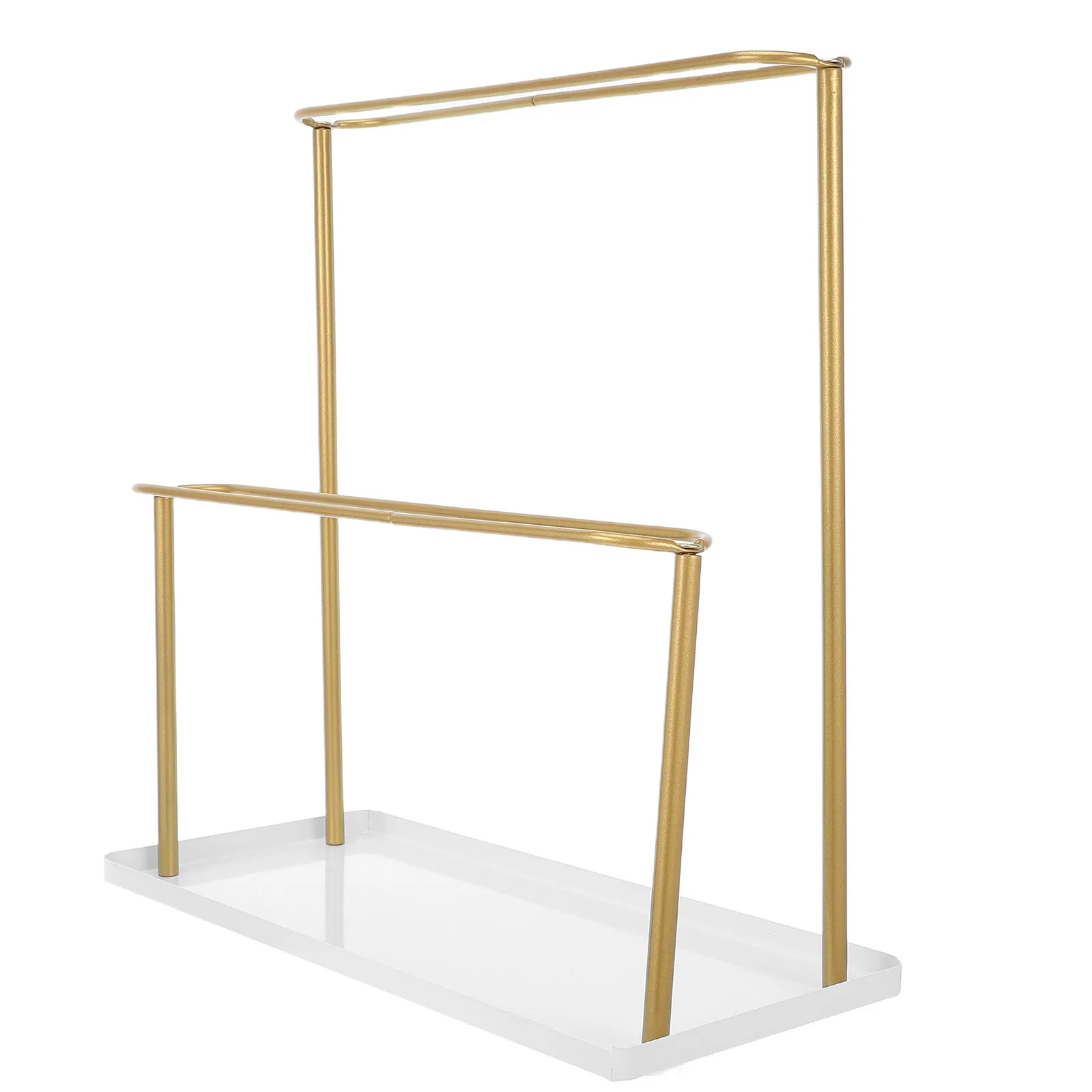 Metal 2-Tier Headband Storage Stand Tray Sunglasses Display Rack Hairband Organizer Necklace Holder for Vanity