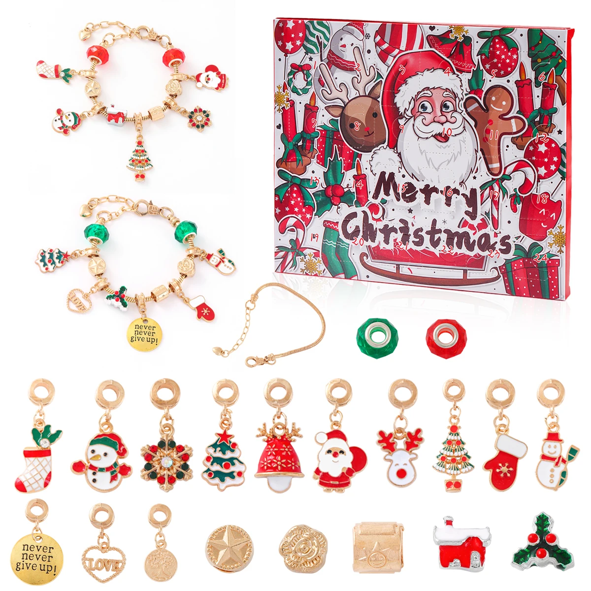 

2024 Christmas Countdown Bracelet Kit for Girls - DIY Jewelry Making with 4 Unique Styles, Perfect for Holiday Decor & Gifts, Ch
