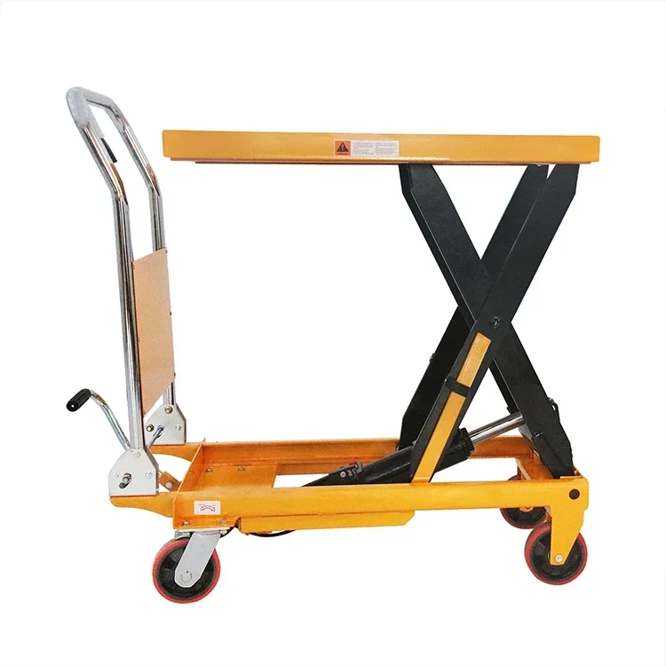 Xilin EU Type 1100lbs Work Platform Hand Manual Hydraulic Single Scissor Lift Table Cart With Back Guard